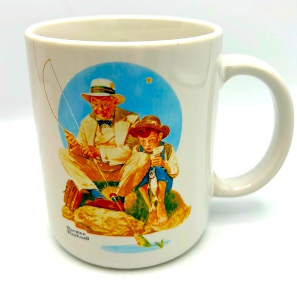 🐈‍⬛🐈‍⬛🐈‍⬛ Vintage Norman Rockwell “Catching the Big One“ Coffee Mug Gifts
